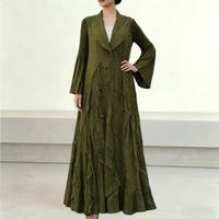 Robe de luxe plissée Miyake pour femme, style veste, longue, pour femme musulmane, grande taille, robes d'église pour femmes 2026