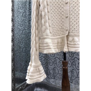 <span class=keywords><strong>Cardigan</strong></span> in maglia di <span class=keywords><strong>lana</strong></span> di alta qualità nuovo 2025 maglieria autunno inverno da donna lavorata all'uncinetto manica svasata <span class=keywords><strong>cardigan</strong></span> <span class=keywords><strong>nero</strong></span> albicocca - Product Image 6