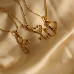 Hot Bán Sáng Tạo Y Tá Bác Sĩ Y Tế Ống Nghe Thép Không Gỉ Vòng Cổ Chuỗi Vàng Vòng Cổ Món Quà Ý Tưởng - Product Image 1