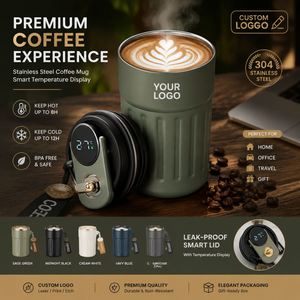 แก้วน้ำสแตนเลสสุญญากาศขนาด 380 มล. 500 มล. สำหรับแคมป์ปิ้งและใช้ในออฟฟิศ แก้วเก็บความร้อน/เย็นสำหรับเดินทาง ใส่กาแฟ ชา หรือน้ำ  ขวดน้ำอัจฉริยะ - Product Image 5