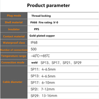 Prise d'Aviation Étanche IP68 EKYK OEM SP2111/S12, Connecteur Mâle/Femelle en Cuivre Plaqué Or 12V 25A pour Éclairage LED Extérieur
