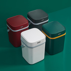 Square Waste <b>Bins</b> <b>With</b> <b>Lids</b> For Home Kitchen Living Room Push Button Sanitary <b>Bin</b> 4 Colors Available - Product Image 1