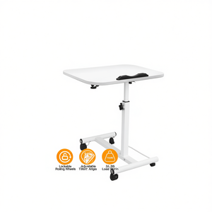 Chariot d'ordinateur portable blanc 90 ° inclinable hauteur réglable Table d'ordinateur portable roulante bureau debout Mobile pliable pour le bureau à domicile - Product Image 1