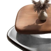 Table basse pivotante en bois de noyer, design moderne en forme de galet, trois niveaux, en MDF, pour salon
