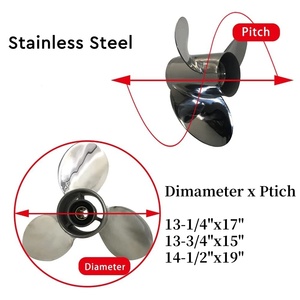 Nouvelle <span class=keywords><strong>hélice</strong></span> en acier inoxydable 13-1/4 "x 17" 13-3/4 "x15" 14-1/2 "x19" <span class=keywords><strong>pour</strong></span> <span class=keywords><strong>moteur</strong></span> hors-bord <span class=keywords><strong>Mercury</strong></span> 15 dents RH SS Prop 70-140HP - Product Image 2