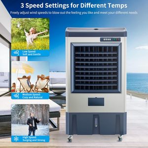 เครื่องทำความเย็นแบบพ่นไอน้ำ Uthfy Swamp Cooler 4800 CFM ถังน้ำขนาด 10.6 แกลลอน เครื่องทำความเย็นแบบพกพาสำหรับใช้งานกลางแจ้ง ตั้งพื้นได้ สีน้ำเงินกรมท่า ทำจากโลหะ - Product Image 4