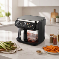 Friteuse à air avec fenêtre visible, écran tactile numérique, 5,5 L, 1500 W, sans huile, appareil de cuisson sain