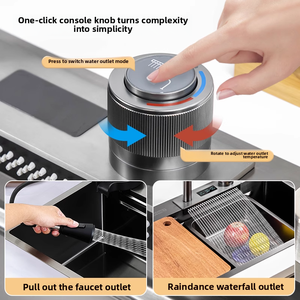 Lavello nero alto e basso lavello da cucina con <span class=keywords><strong>porta</strong></span> coltelli lavabo per verdura con tagliere in acciaio inox <span class=keywords><strong>Pia</strong></span> lavello nero - Product Image 6