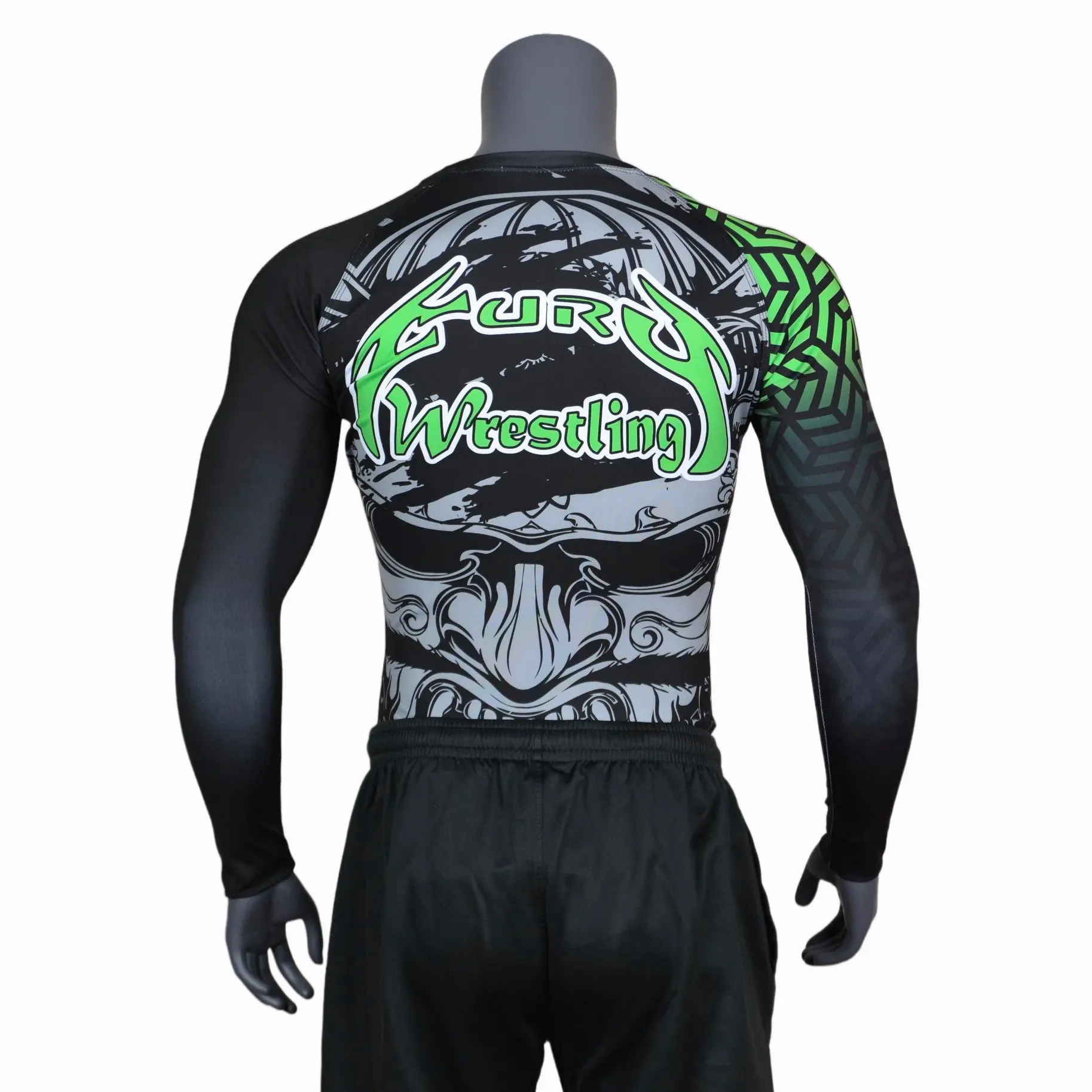 Custom Wholesale Warm Sublimation Print Sports Make Your Own Logo For Mens Tee Gym MMA Long Sleeve Compression T Shirt