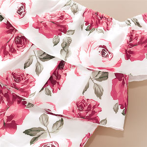 Oferta de Verano, Conjunto de 3 Piezas para Niñas, Top Floral de 2 Capas, Pantalones Cortos Rosas, Ropa Moderna para Bebés - Product Image 4