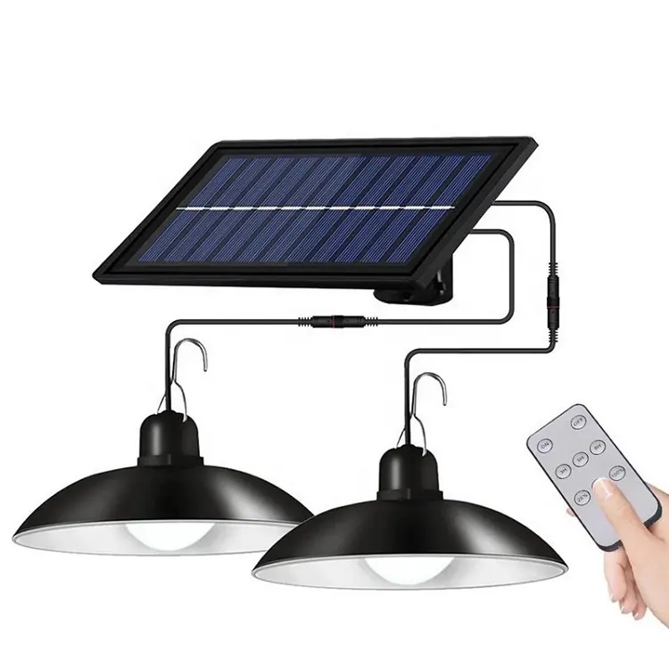 Solar Chandelier retro one belt two double heads remote control lights indoor solar light home