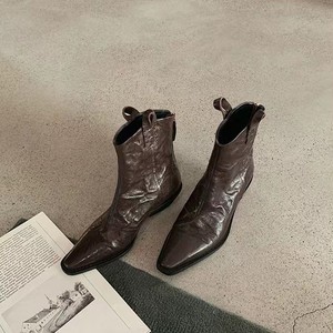 Botas Retro de Otoño-Invierno para Mujer, Diseño Personalizado, Ajustadas, con Punta en Pico, Tacón Grueso, Estilo Occidental, con Cordones - Product Image 3