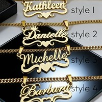 Collar Unisex Personalizado de Acero Inoxidable con Baño de Oro PVD de 18K, Colgante con Letra y Nombre, Estilo Europeo-Americano para Uso Diario