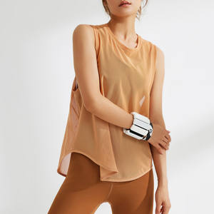 Blusa deportiva transpirable de malla <span class=keywords><strong>con</strong></span> logotipo personalizado para mujer, camiseta sin mangas de secado rápido para correr y hacer ejercicio - Product Image 1