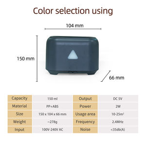 مرطب هواء للزيوت الأساسية المنزلية بتصميم مثلث ، ناشر أو ناشر للطاولة ضوء القمر الليلي - Product Image 5