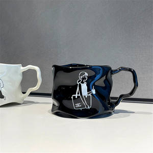 Tasses en céramique créatives irrégulières, tasses simples pour couple, tasses à café de bureau, tasses à lait et à thé pour le petit-déjeuner - Product Image 5