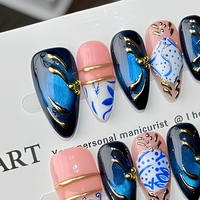 Ongles artificiels en amande faits à la main B258 style français à poser sur les doigts