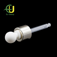 Nouveau Design 18/410 En Aluminium Brillant Ruban-En Plastique Pipette En Verre Bouchon Compte-gouttes Couvercle Avec Forme De Boule Silicone Ampoule