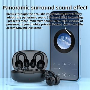 Casque <span class=keywords><strong>audio</strong></span> sans fil à conduction osseuse à clipser, équipement <span class=keywords><strong>audio</strong></span>, oreille ouverte, stéréo sport, clip d'oreille avec micro, écouteurs - Product Image 4