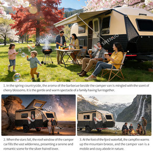 Remorque de <span class=keywords><strong>camping</strong></span>-<span class=keywords><strong>car</strong></span> modulaire moderne en aluminium avec panneaux solaires, cuisine en acier inoxydable, suspension robuste, utilisation tout-terrain 4x4, 4 personnes - Product Image 5