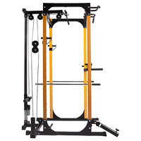 Rack de Potencia Multifunción con Jaula para Sentadillas, Accesorio para Polea de Tracción Superior y Barra de Dominadas, Equipo de Entrenamiento de Levantamiento de Pesas para Gimnasio en Casa