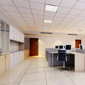 Usine de carreaux de plafond carré en fibre minérale ignifuge direct immeuble de bureaux moderne entrepôt d'isolation thermique au plafond Kente
