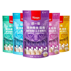 Wanpy Brand Pet Snacks Bandes pour Chat Barre pour Chat Friandise Crémeuse Avec Formule de Viande Fraîche Nourriture pour Animaux 70g(14g * 5pcs) - Product Image 1