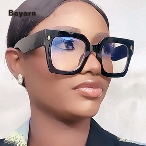 Boyarn Tendance Fleur En <span class=keywords><strong>Plastique</strong></span> Lunettes Cadres Pour Femmes Carré Anti Lumière Bleue Lunettes Oversize Optique Lunettes Usine - Product Image 1