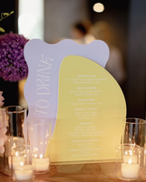 Double panneau de menu en acrylique personnalisé pour mariage Bar et fête modernes Présentoir de bureau Matériau Pmma Emballage en carton