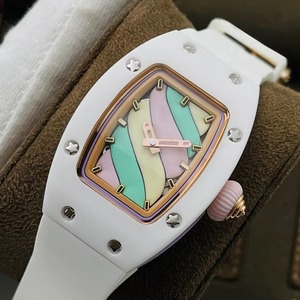 Reloj Mecánico de Lujo para Mujer con Caja de Cerámica Blanca y Esfera con Degradado de Color, Ideal para el Día a Día - Product Image 1