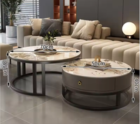 Nouvelle combinaison de marbre de vente chaude ronde ensemble complet de Table basse pour salon ardoise meubles d'hôtel ensemble de luxe