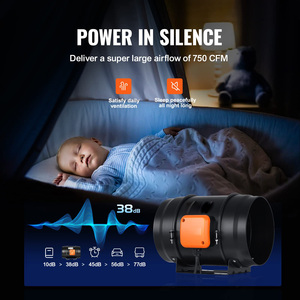 Ventilateur de conduit en ligne électrique pour le refroidissement Booster Grow Tents Hydroponique 8 pouces 750 CFM Contrôleur de vitesse <span class=keywords><strong>variable</strong></span> silencieux en cuivre AC - Product Image 2