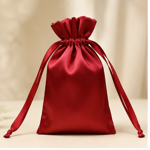 Sacs à cordon en satin de soie écologiques et recyclables avec logo personnalisé imprimé à l'écran pour mariage, bijoux, perruques, cadeaux, maquillage - Product Image 2