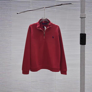 Felpa da Uomo Autunnale con Mezza Zip, Collo Alto, Maniche Lunghe, Vestibilità Ampia, 100% Cotone Felpato, Tinta Unita, Anti-Pilling - Product Image 4