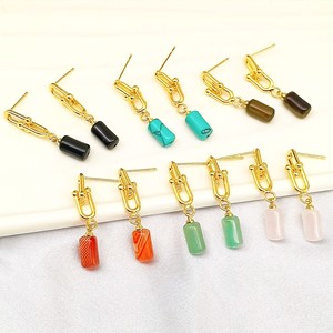 Orecchini a perno strutturati a catena lunga minimalisti, ornamenti auricolari dal design unico per l'uso quotidiano da donna, fornitura all'ingrosso - Product Image 4