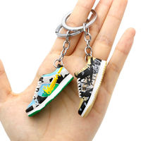 Porte-clés mini-chaussure 3D dessin animé en PVC imperméable et alliage métallique avec boîte, modèle Jordan Dunks – Offre Spéciale