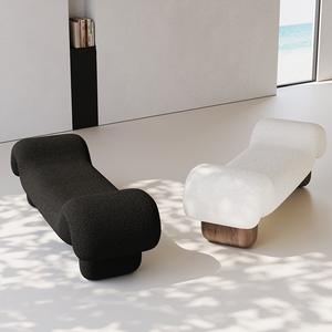 Banc <span class=keywords><strong>de</strong></span> style Wabi Sabi en bois, design créatif pour petit appartement, minimaliste italien, en velours, pour entrée, rangement <span class=keywords><strong>de</strong></span> chaussures ou <span class=keywords><strong>bout</strong></span> <span class=keywords><strong>de</strong></span> <span class=keywords><strong>lit</strong></span> - Product Image 2