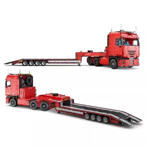 Mould King-bloques de construcción de camión de alta tecnología con Control por aplicación, juguetes de ingeniería, contenedor, Tractor, remolque, tablero de arrastre, juguetes grandes, 19005