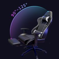 Chaise de jeu ergonomique de haute qualité en cuir noir avec dossier et siège inclinables, réglable en hauteur et pivotante