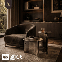 Table d'appoint ronde de luxe style Old Money, table élégante en acier inoxydable sur mesure, table d'appoint design pour villa de luxe haut de gamme