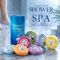 Tablettes de douche effervescentes OEM pour aromathérapie, aux huiles essentielles naturelles, parfumées, relaxantes, à longue durée de diffusion, pour le bain et la douche