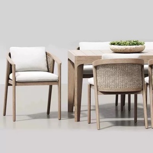 Juego de Muebles de Jardín de Lujo, Juego de Comedor de Teca para Exteriores, Mesa y Sillas de Comedor Modernas para Exteriores con Estructura de Teca, Madera Maciza - Product Image 4