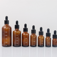 Bouteilles en verre ambré 5ml-100ml avec compte-gouttes, étanches, pour huiles essentielles et soins personnels, avec impression sérigraphique
