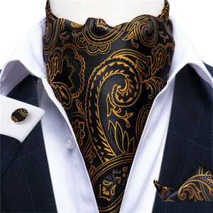 En Gros <span class=keywords><strong>Cravate</strong></span> <span class=keywords><strong>Ascot</strong></span> en <span class=keywords><strong>Soie</strong></span> Jacquard Tissée Paisley Personnalisée pour Homme, à Nouer Soi-Même, et Ensemble Pochette Boutons de Manchette Formel Décontracté - Product Image 5