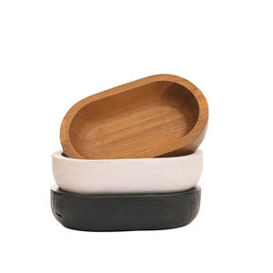 FORHER Ciotole Ovali in Legno Rustiche Decorative Vassoio Intagliato a Mano Grande Ciotola per Impasto Portacandele Lunga Ciotola in Legno per Decorazione - Product Image 1