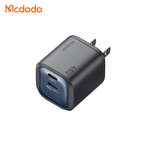 Cargador Rápido GaN Mcdodo 102 de 45W con Doble USB-C y Enchufe Estadounidense, Ultra Delgado y Portátil, Certificado por la FCC para MacBook, <span class=keywords><strong>iPhone</strong></span> y Samsung - Product Image 1