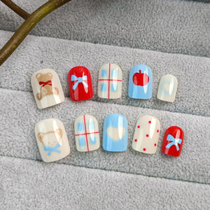 Ms.Miemie 24 pezzi bara corta ABS resistente all'usura brillante orso carino unghie artificiali riutilizzabili riutilizzabili per le dita - Product Image 3