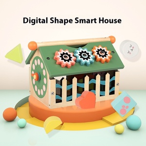Maison de <span class=keywords><strong>sagesse</strong></span> multifonctionnelle Montessori en bois jouets assortis apprentissage numérique reconnaissance de forme géométrique pour enfants et garçons - Product Image 2