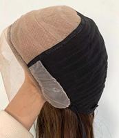 Perruque médicale en soie, cheveux humains vierges, sans colle, avec dentelle frontale, nœuds blanchis, couleur naturelle, perruque personnalisée