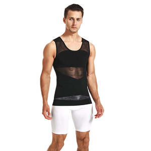 Camicia da <span class=keywords><strong>uomo</strong></span> a compressione per Body Shaper gilet snellente aderente <span class=keywords><strong>intimo</strong></span> pancia canotta - Product Image 4